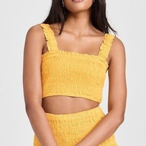New Rhode Tanya Top Tangerine smocked L NWT